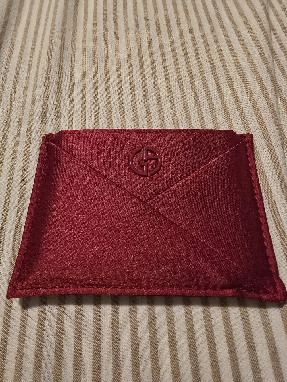 Red Satin Card Holder with Embossed GA Logo